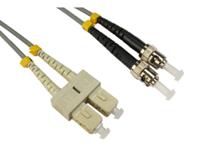 284-6851 RS PRO ST to SC Duplex Multi Mode OM1 Fibre Optic Cable, 3mm, Grey, 1m