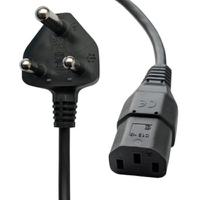558-959 RS PRO Straight IEC C13 Socket to Straight Type M South African Power Cord, 1.9m