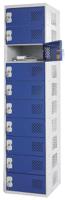 113-4507 RS PRO 10 Door Vented Mild Steel Blue Laptop Charging Locker, 1800 mm x 450 mm x 450mm
