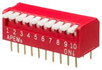 dpl10v Apem 10 Way Through Hole Piano Dip Switch SPST, Piano Actuator