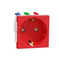 nu305703 Schneider Electric, New Unica IP21D Red Flush Mount 2P+E Socket Socket, Rated At 16A, 250 V