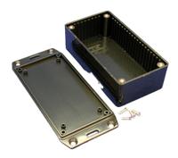 1591cflbk Hammond 1591 Series Black Flame Retardant ABS Enclosure, IP54, Flanged, Black Lid, 120 x 65 x 36mm