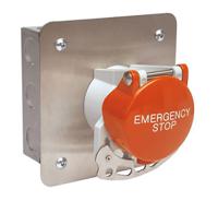 emshpf1fco Craig & Derricott Stay Put Control Station Switch - SPDT, Stainless Steel, 9 Cutouts, Red, Emergency Stop, IP65