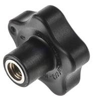 166346 Elesa  Black Multiple Lobes Clamping Knob, M8, Threaded Hole