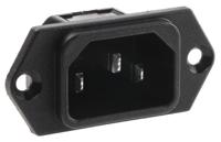 61003100 Schurter C14 Panel Mount IEC Connector Male, 15A, 250 V