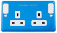 k2947ce-blu MK Electric Albany Plus Blue 2 Gang Plug Socket, 2 Poles, 13A, Type G - British, Indoor Use