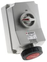 5110a MENNEKES Switchable IP67 Industrial Interlock Socket 3P+E, Earthing Position 6h, 63A, 400 V