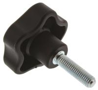 69963 Elesa  Black Multiple Lobes Clamping Knob, M8, Threaded Stud