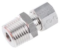 1805-10-21 Legris Stainless Steel Pipe Fitting, Straight Hexagon Coupler, Male BSP 1/2in