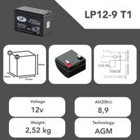 nsa-lp12-90-t1 Landport Batteries 12V T1 Lead Acid Battery, 9Ah