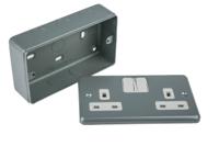 k2946-alm MK Electric Metalclad Plus Grey 2 Gang Plug Socket, 2 Poles, 13A, Type G - British, Indoor Use