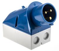 344 MENNEKES IP44 Blue Wall Mount 3P 25 ° Industrial Power Plug, Rated At 32A, 230 V