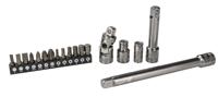 s330 Bahco 34-Piece Metric 1/4 in; 3/8 in Standard Socket/Bit Set with Ratchet, 6 point; Hex Bit; Phillips Bit; Slotted Bit