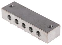 867-1004 RS PRO 5-Way CE (BS EN 60998) Earth Block, 0 → 16 AWG Wire, Screw Down, Brass Housing
