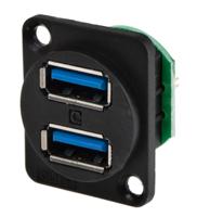 143-8926 RS PRO Straight, Panel Mount, Socket- Dual Port Type A 3.0 USB Connector