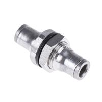 3816-06-00 Legris LF3800 Series Bulkhead Tube-to-Tube Adaptor, Push In 6 mm to Push In 6 mm, Tube-to-Tube Connection Style