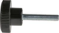 702-7526 RS PRO Black Knurled Clamping Knob, M4, Threaded Stud