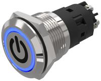 82-51522124b002 EAO 82 Series Illuminated Illuminated Push Button Switch, Latching, Panel Mount, 19mm Cutout, SPDT, Blue LED, 240V,