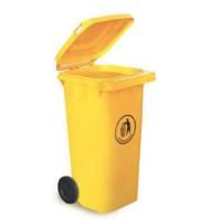 236-4382 RS PRO 120L Yellow Flip Polypropylene Dustbin
