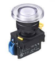 yw1l-a4e10q4pw Idec YW Series Illuminated Push Button Complete Unit, Panel Mount, 22mm Cutout, SPST, IP65