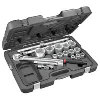 kl500pb Facom 15-Piece Metric 3/4 in Standard Socket Set with Ratchet, 6 point