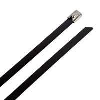 224-2238 RS PRO Cable Tie, 650mm x 4.6 mm, Black 316 Stainless Steel, Pk-100