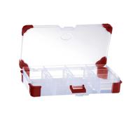 124-6589 RS PRO 12 Cell Transparent Red Polypropylene, Adjustable Compartment Box, 30mm x 165mm x 95mm
