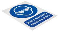 763-1670 RS PRO PP Rigid Plastic Mandatory Eye Protection Sign With English Text