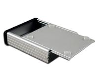 1455n1602 Hammond 1455 Series Silver Aluminium Enclosure, IP54, Black Lid, 160 x 103 x 53mm