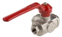 486-322 RS PRO Brass Reduced Bore, 3 Way, Ball Valve, Threaded, BSPP 3/8in, 25bar Operating Pressure