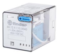 601291100040 Finder Plug In Power Relay, 110V dc Coil, 10A Switching Current, DPDT