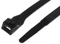 865-9631 RS PRO Cable Tie, Double Locking, 201mm x 9 mm, Black Nylon, Pk-100