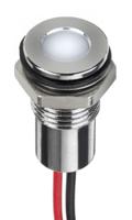 132-9122 RS PRO White Panel Mount Indicator, 12V dc, 8mm Mounting Hole Size, Lead Wires Termination, IP67