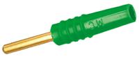 222609-25 Staubli Green Male Test Plug, 2mm Connector, Solder Termination, 10A, 30 V, 60V dc, Gold Plating