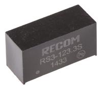 rs3-1233s Recom RS3 DC-DC Converter, 3.3V dc/ 600mA Output, 9 → 18 V dc Input, 3W, Through Hole, +71°C Max Temp -40°C Min