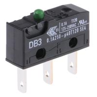 db3c-b1aa ZF Button Micro Switch, Tab Terminal, 100 mA @ 250 V dc, SPDT
