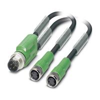 1671360 Phoenix Contact Male 3 way Straight Plug M12 to Female 3 way Straight Socket M8 Sensor Actuator Cable, 3 m