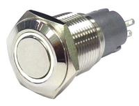 811-8459 RS PRO Illuminated Push Button Switch, Momentary, Panel Mount, 16mm Cutout, SPDT, White LED, 250V ac, IP65, IP67