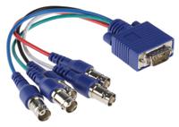 104-500-015 Van Damme Male VGA to Female BNC x 5 Cable, 150mm Blue