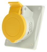 4131660 Scame IP44 Yellow Panel Mount 2P + E Heavy Duty Power Connector Socket, Rated At 16A, 110 V