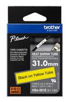 hse661e Brother Heat Shrink Tubing, Black on Yellow 6.3 → 20mm Sleeve Dia. x 1.5m Length 3:1 Ratio, HSE Series