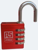196-3972 RS PRO Combination Aluminium Combination Padlock, 6mm Shackle, 40mm Body