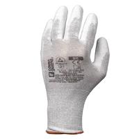 1est900009 Coverguard EUROLITE EST90 White Polyester Work Gloves, Size 9, Polyurethane Coating