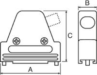 mhdvsl9-k MH Connectors MHDVSL Series Zinc Angled D Sub Backshell, 9 Way, Strain Relief