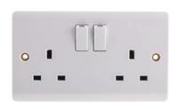 775-8065 RS PRO White 2 Gang Plug Socket, 1 Pole Poles, 13A, Type G - British, Indoor Use