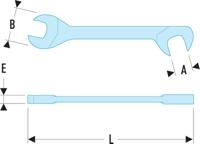 3411 Facom 34 Series Open Ended Spanner, 11mm, Metric, Double Ended, 100 mm Overall