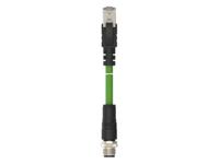 tcd14745101-002 TE ConnectivityTCD1474, 1m Cat5e, Green M12 to Male RJ45 Male Shielded, Terminated PUR Sheath