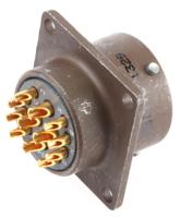 kpt02e14-12p ITT Cannon, KPT, Copper Alloy 12 Way Box Mount MIL Spec Circular Connector Receptacle, Pin Contacts,Shell Size 14,
