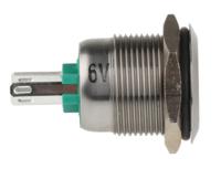 mpi00228gn6 Bulgin MPI002 Series Illuminated Push Button Switch, Momentary, Panel Mount, 19.2mm Cutout, SPST, Green LED, 6V dc, IP66