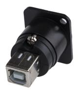 124-6392 RS PRO Straight, Panel Mount, Socket- Single Port Type A to B 2.0 USB Connector